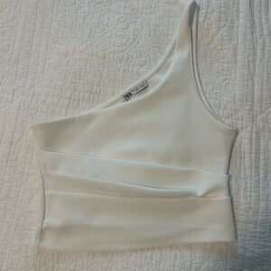 Zara Top White One-Shoulder Elegant S
